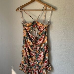 Floral Ruffle Mini Dress - Multicolor Floral Print